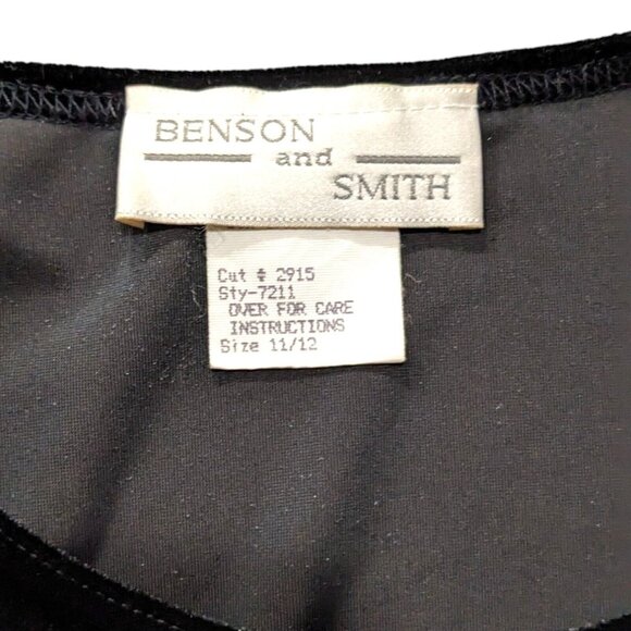 Vintage Benson Smith Dress Women's 11/12 Black Velvet Lace Up Goth Pleated - Picture 8 of 11